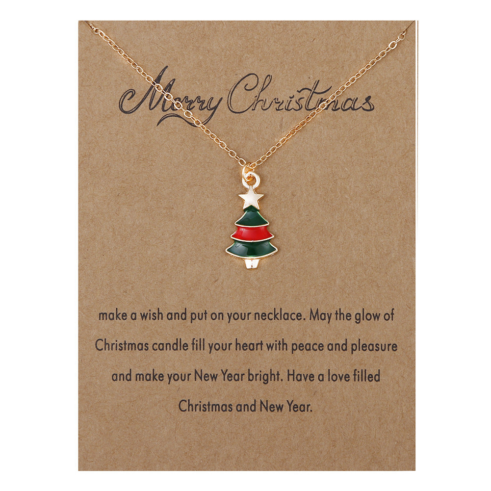 Wholesale Christmas Tree Pendant Card Necklace Clavicle Chain